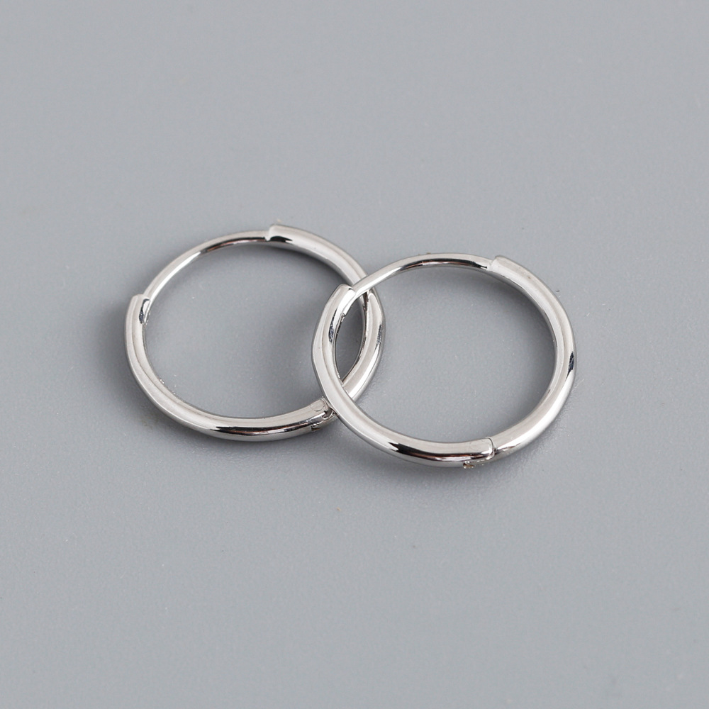 1 Par Estilo Simple Circulo Enchapado Plata Esterlina Pendientes De Aro display picture 22