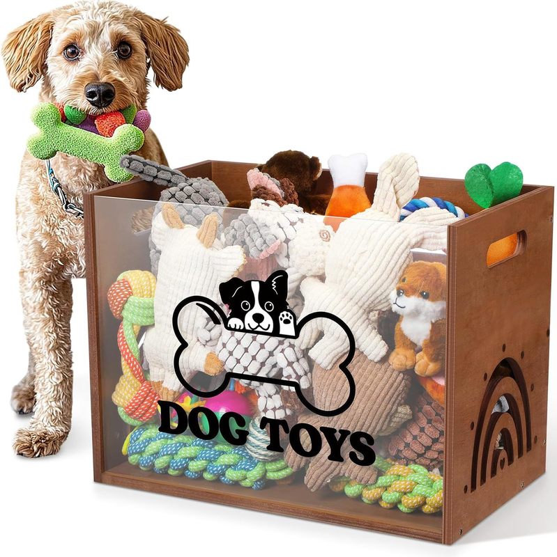 木製犬のおもちゃ収納ボックス大型犬のおもちゃ収納オーガナイザーアクリルペット収納ボックス|undefined