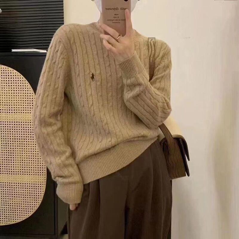 女性用ツイストセーター、秋冬服、小柄な人向けのショートハイウエストニットボトムシャツ、ラウンドネック、ゆったりとした長袖トップス|undefined