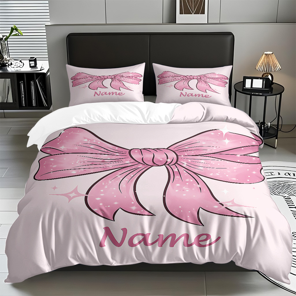 Ins Wind Pink Bow Digital Printed Colchón Set Pillow Cover Comercio electrónico transfronterizo preferido para adaptarse al modo JIT