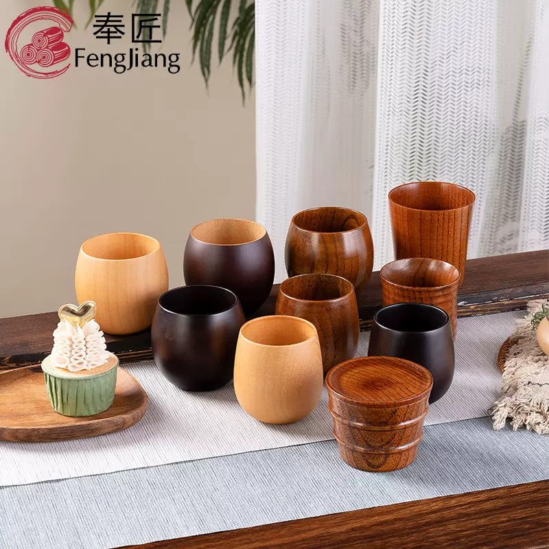 酸枣木大肚杯日式创意木杯实木防烫茶杯北欧木质杯子茶具厂家批发