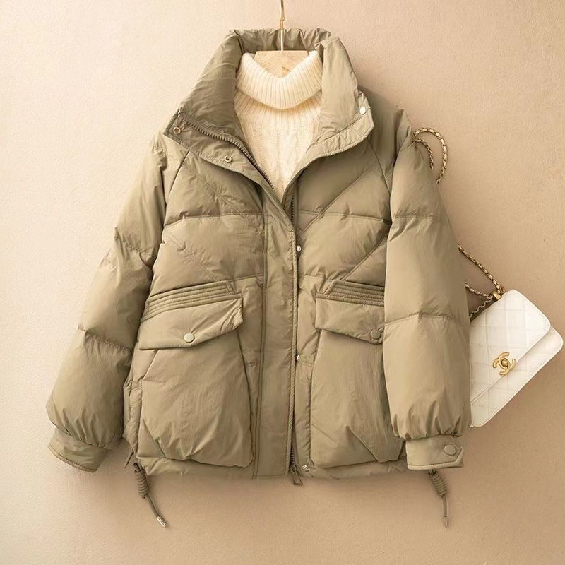 Women's short cotton coat 2025 off-season new versatile down cotton jacket Korean version loose stand collar thickened jacket cotton jacket trendy