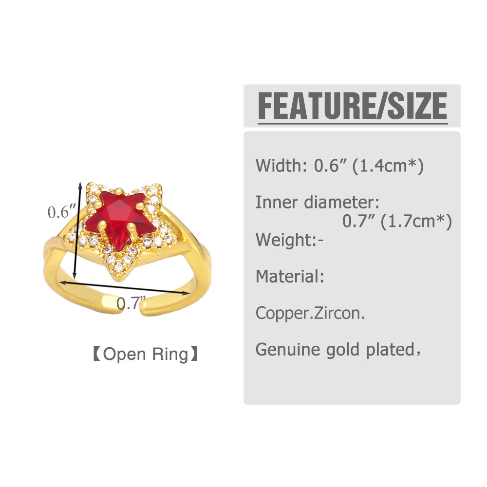 Fashion Star Copper Plating Inlay Zircon Open Ring 1 Piece