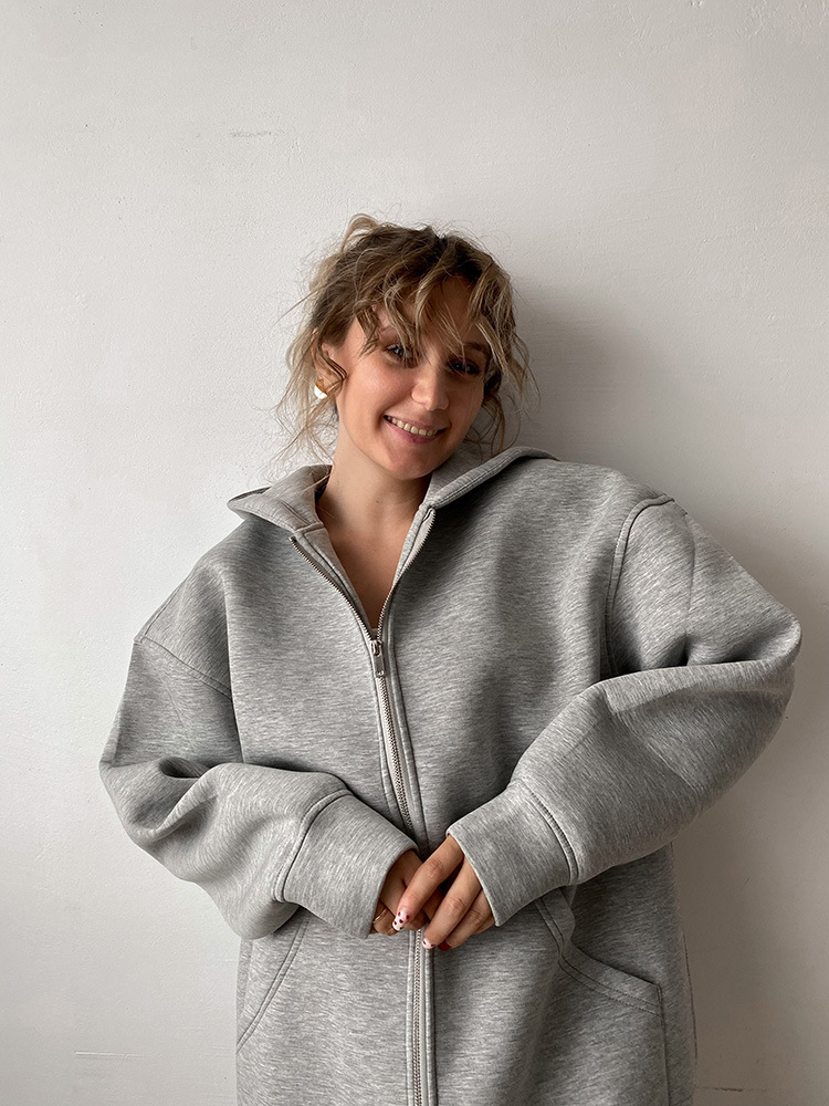 Women's Clothing autumn and winter hooded long sleeved jacket zipper basic jacket new women's casual sweatshirt_voghion.com