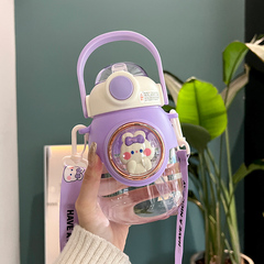 58C1大肚杯女款大容量水杯子塑料吸管小學生上學2023新款耐高