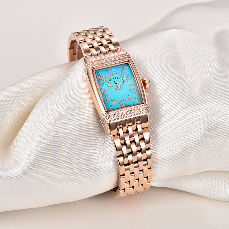 PAGANI bojiani PD1737 mujeres de moda creativa berma placa rhinestone reloj cuadrado Acero inoxidable impermeable reloj