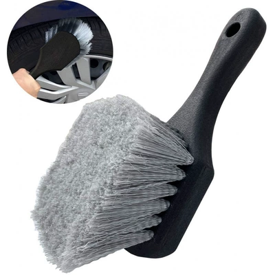 Cross-Border Short-Handle Car Tire Brush Cleaning Brush Short-Handle Brush Tire Wheel Hub Car Wash Brush Wheel Tire Brush (Car cleaning tools) - black-gray