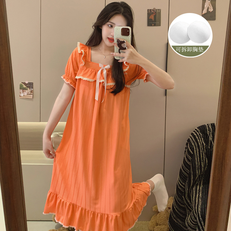 Fábrica directa de verano pijama chica tira de leche pijama con almohadilla de pecho dulce ropa de hogar largo comercio exterior