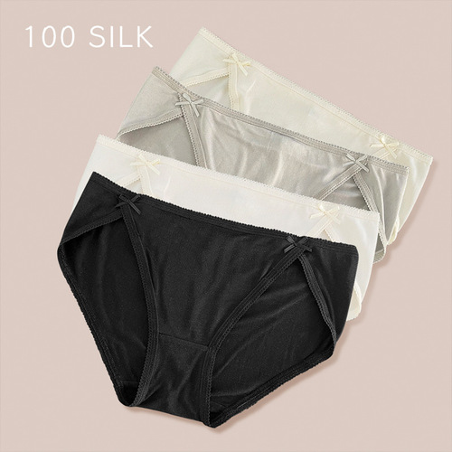 Cocoonie new girly style silk underwear for women cross-border adult 100 mulberry silk mid-waist women's briefs