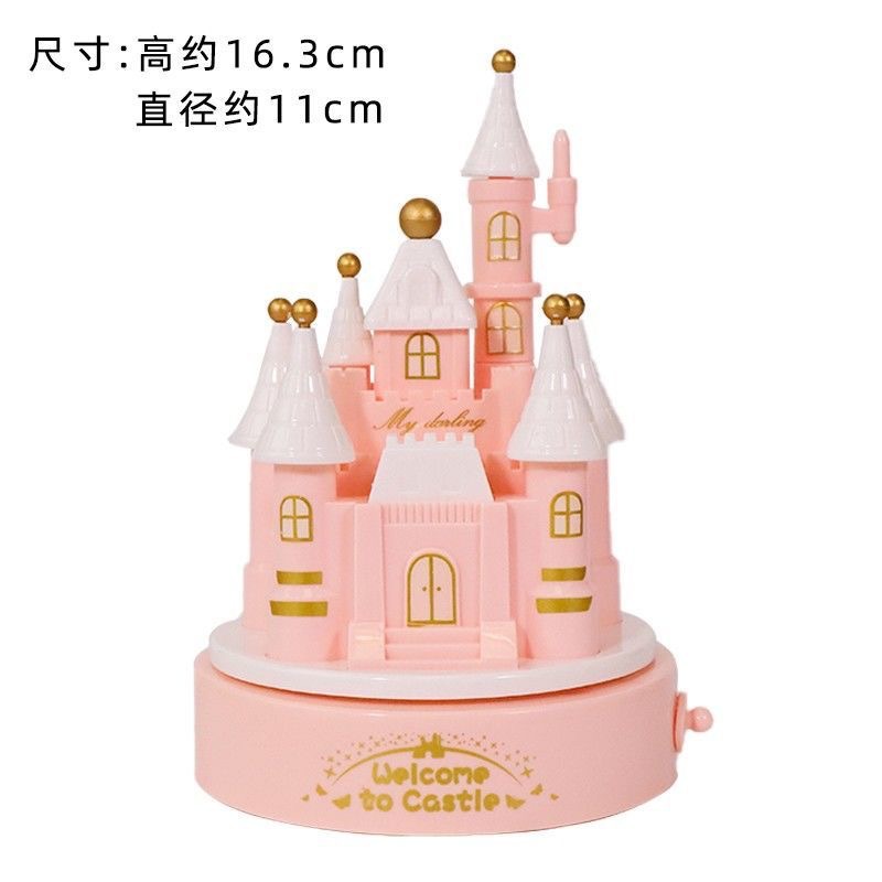 Castillo giratorio Caja de música de juguete Caja de música Decoración de escritorio Castillo Pastel Decoración Decoración Dream Music Castle