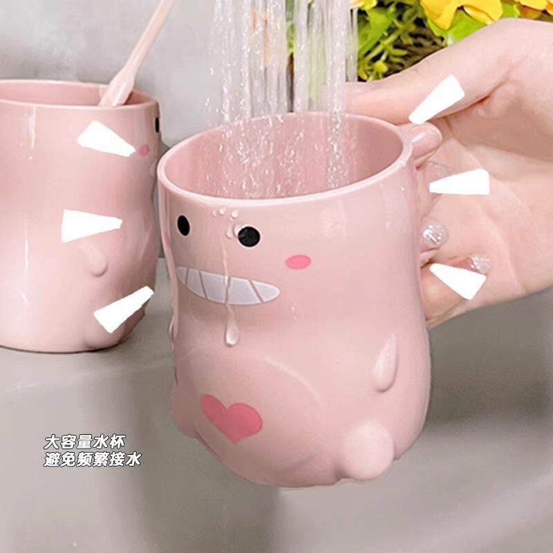新しいタイプの子供のうがいのコップのかわいいアニメの恐竜の形はコップのアイデアの歯ブラシのコップの男女の赤ちゃんの歯のコップを飲みます。|undefined