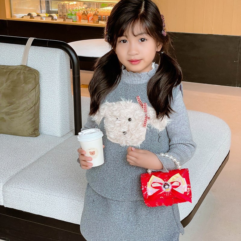 Xiaoxiangfeng bolso de hombro para niña lindo lazo cadena de moda bolso de bebé nuevo bolso de perla para niños