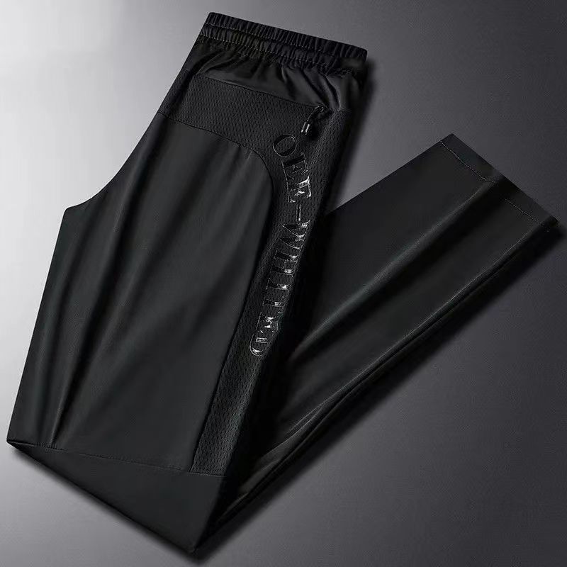 Pantalones de seda de hielo finos de verano para hombres más tamaño pantalones casuales moda impresa Pantalones deportivos transpirables de secado rápido fábrica recta