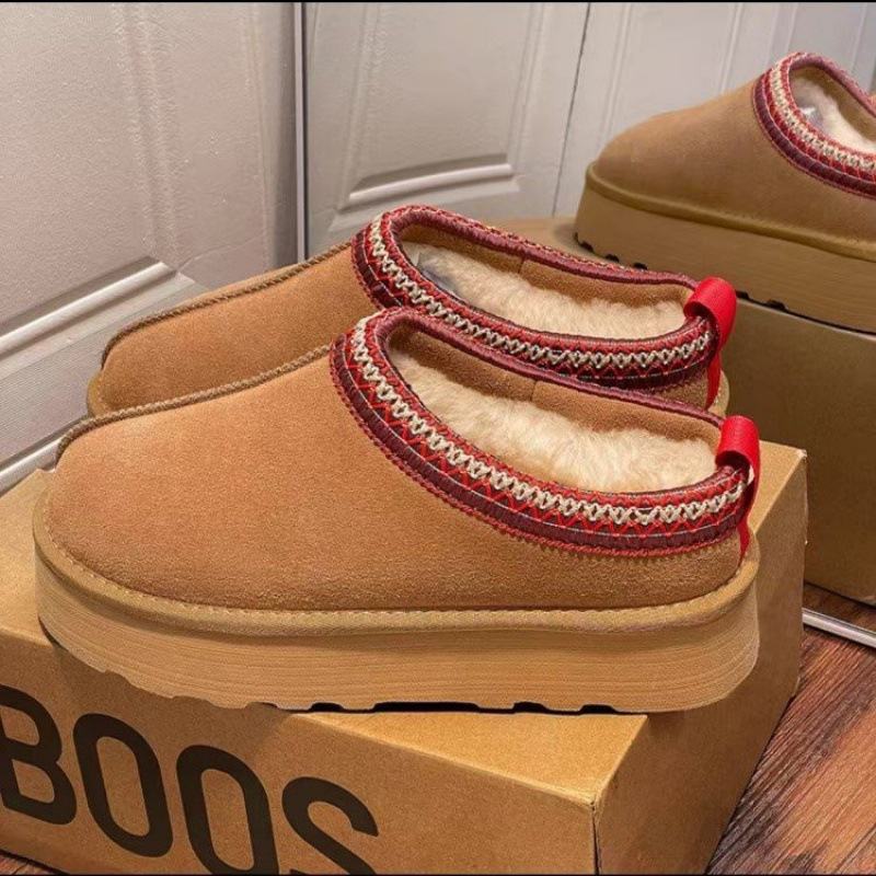 Women's Shoes, New Winter Models, Export Snow Boots, Women's Fleece-Lined Warm Thick-Soled Heelless Casual Furry Half-Slippers, Cotton Shoes