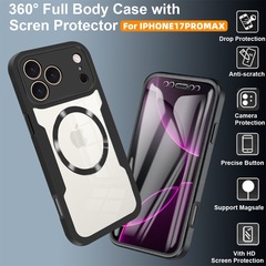 国境を越えて適用可能なiPhone17promax用スマホケース、16用ケースとフィルム一体型両面フルカバー、15用磁気吸着耐衝撃ケース、14用