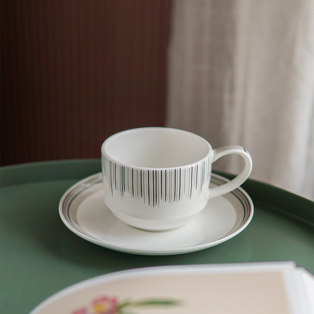 小众简约骨瓷咖啡杯碟 高级咖啡厅下午茶红茶杯碟陶瓷拿铁咖啡杯