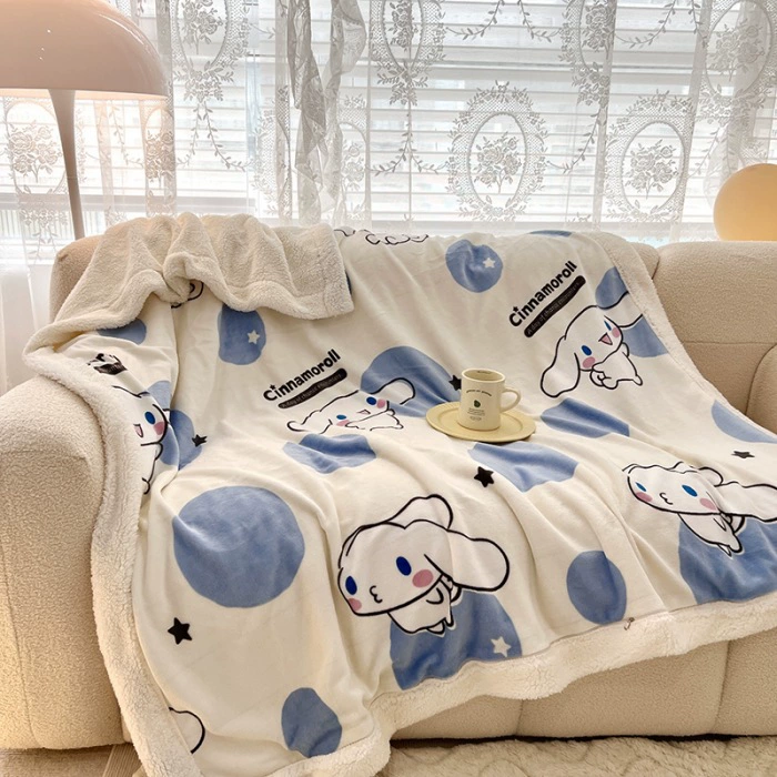 Многофункциональное одеяло Sanrio (Sanrio) Kuromi & Hello Kitty, бархатная молочная флисовая ткань с молнией, 100×150–200×230 см