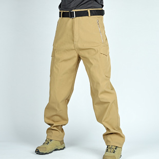 Outdoor Shark Skin Soft Shell Camouflage Trousers Autumn and Winter Warm Cold-proof Pants Fleece-lined Thickened Army Fan Pants