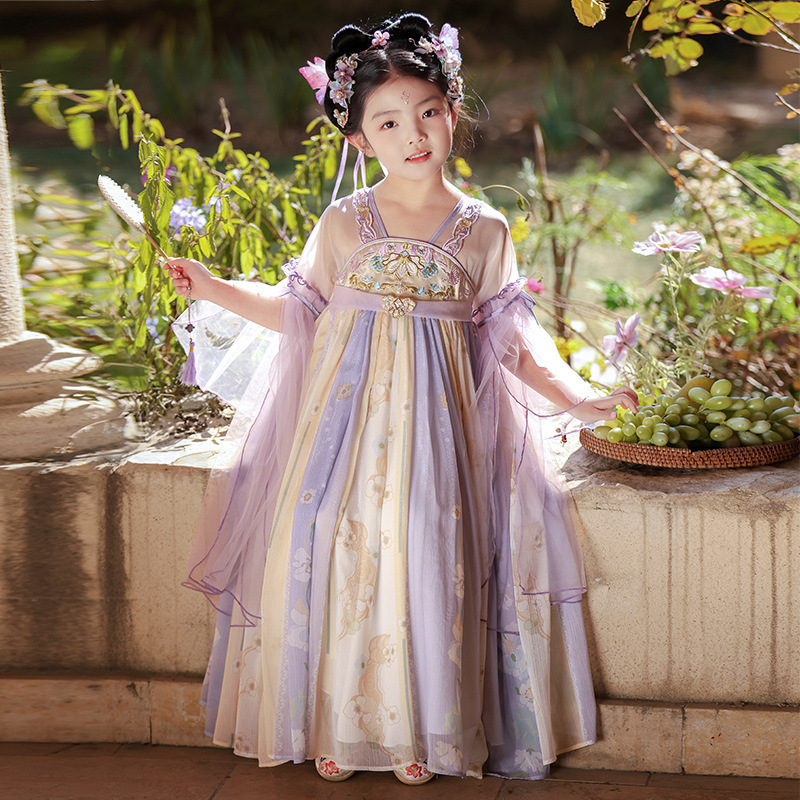 漢服女の子古代中国風ドレス 2025 新しい子供の古代唐装プリンセスドレス女の子スカート夏|undefined