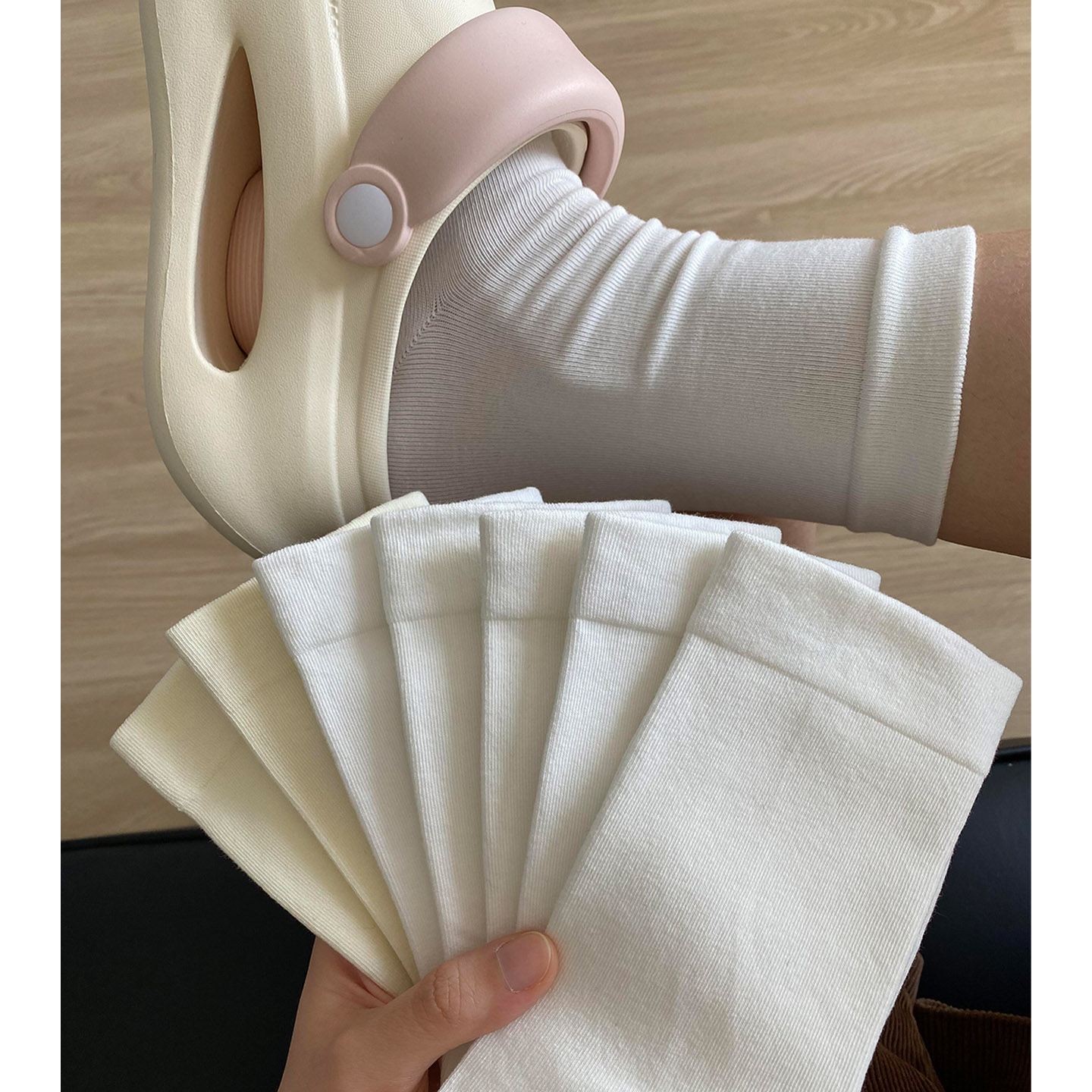 白色袜子纯棉女春夏秋冬季防脚气防臭中筒袜月子堆堆袜芭蕾风袜子