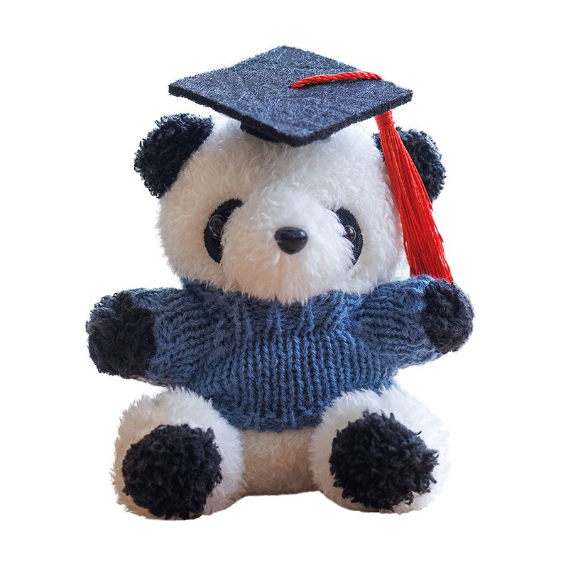 Cute panda gigante muñeca colgante logotipo impreso regalo de graduación sombrero médico panda muñeca evento regalo de promoción