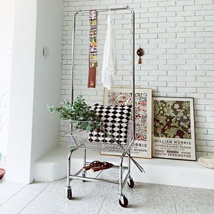 Simple Coat Rack Floor-Standing Bedroom Storage Rack Home Storage Basket Clothing Store Removable Clothes Rack Trolley