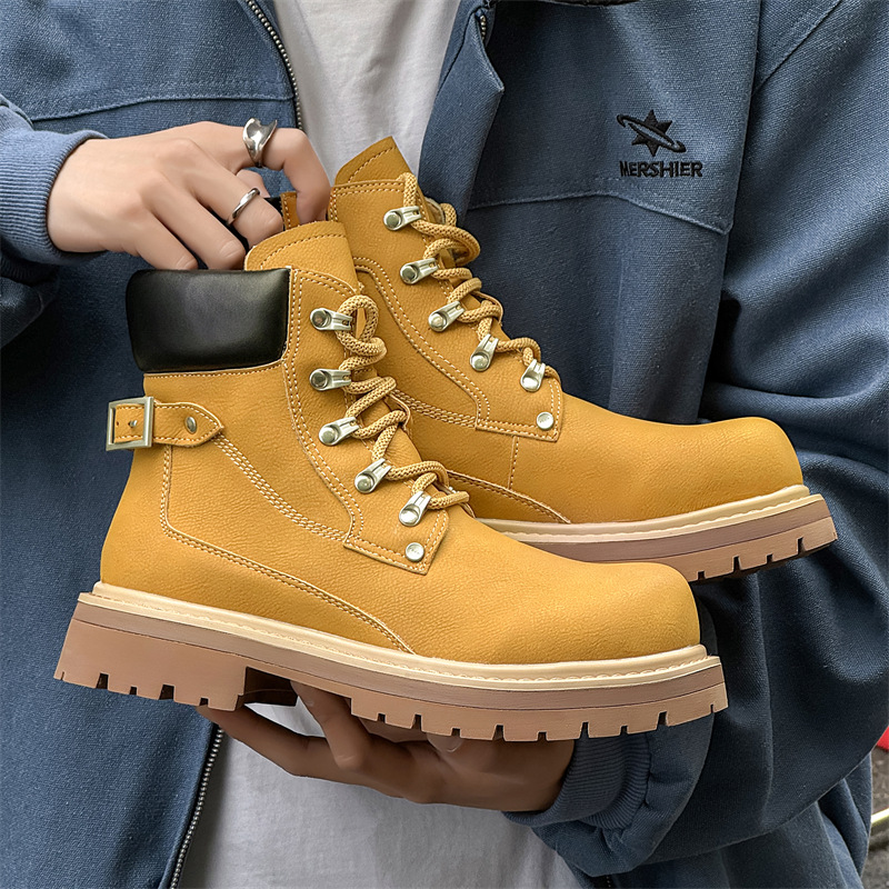 マーティンブーツ男2024新型英倫風工装靴復古高組靴アウトドア登山靴66590-j