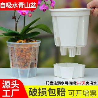 加厚自吸水花盆塑料跨境懒人花盆批发透气控根盆底座存水青山盆