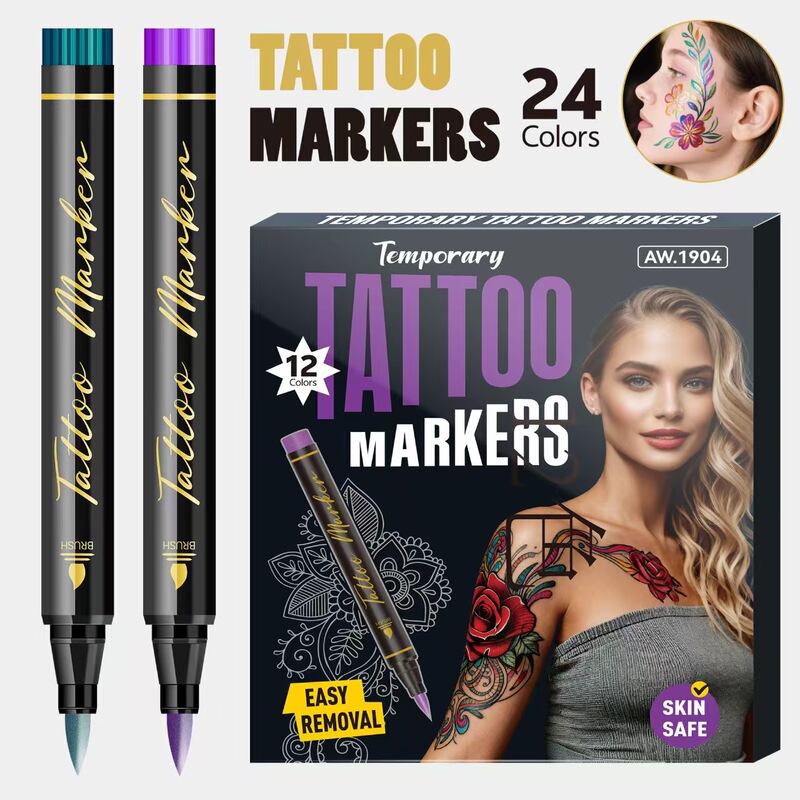 Soft-Tipped Body Painting Pens, Temporary Skin Markers, Disposable Painting Pens, Festival Party DIY Skin Pens