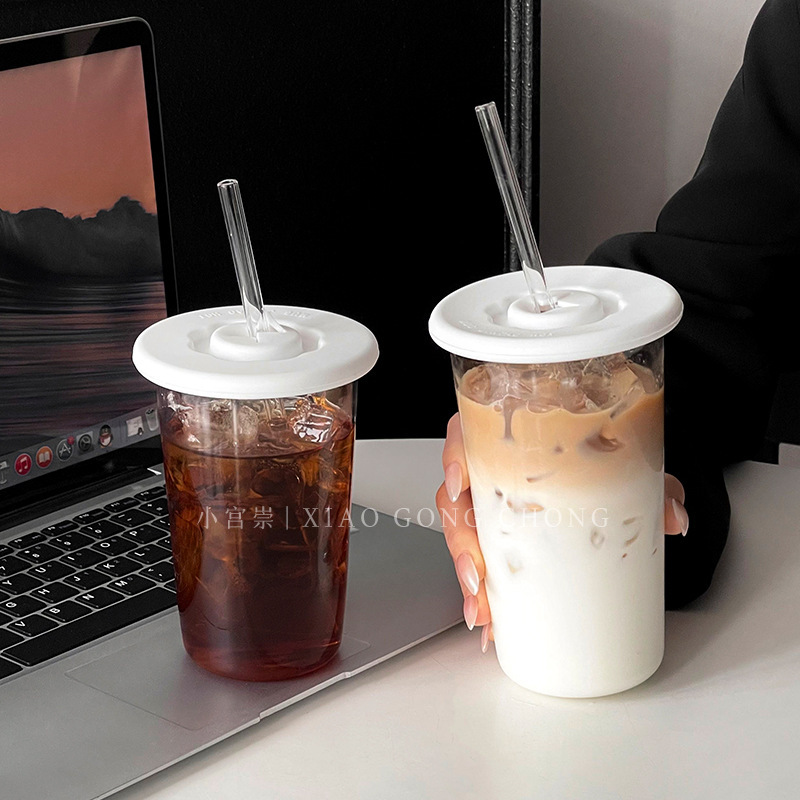 Casual Straw Cup with Lid, Cold Drink Cup, Iced American Latte Coffee Cup, Milk Tea Juice Cup, Water Cup, High Temperature Resistant Cup Casual Straw Cup with Lid, Cold Drink Cup, Iced American Latte Coffee Cup, Milk Tea Juice Cup, Water Cup, High Temperature Resistant Cup