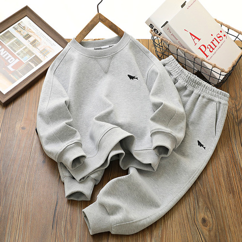 Children's set 2024 spring new children's clothing boy hoodie pants two-piece set Korean style middle and large children's sports set