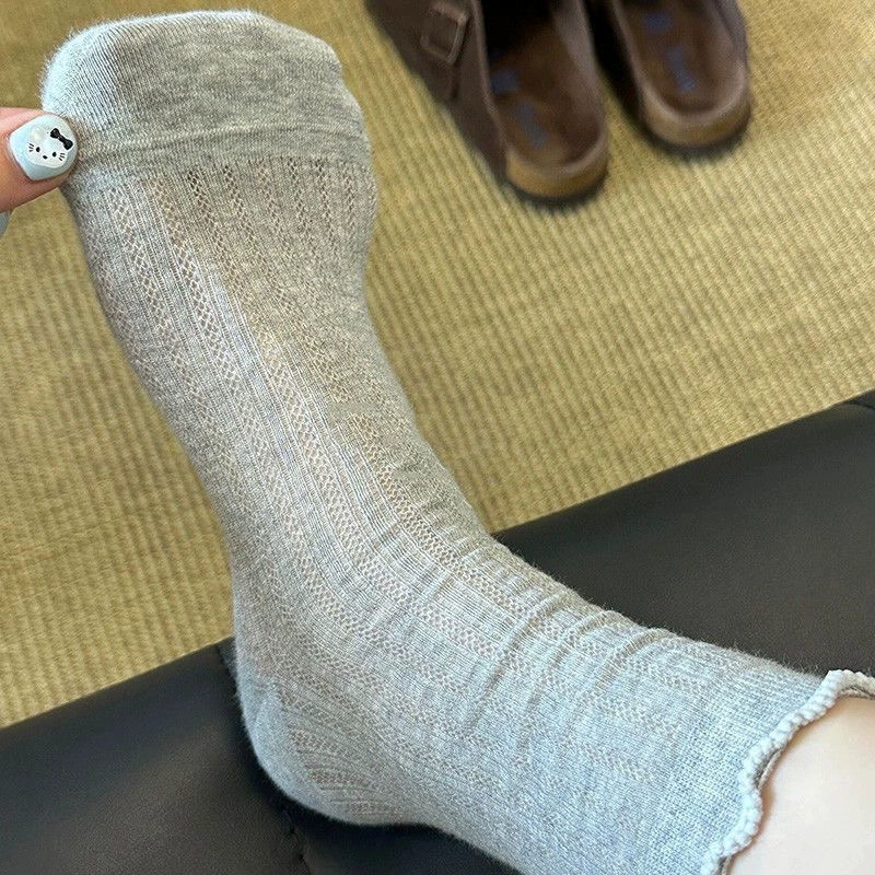 Summer thin brand knee socks, Korean style, mid-length
