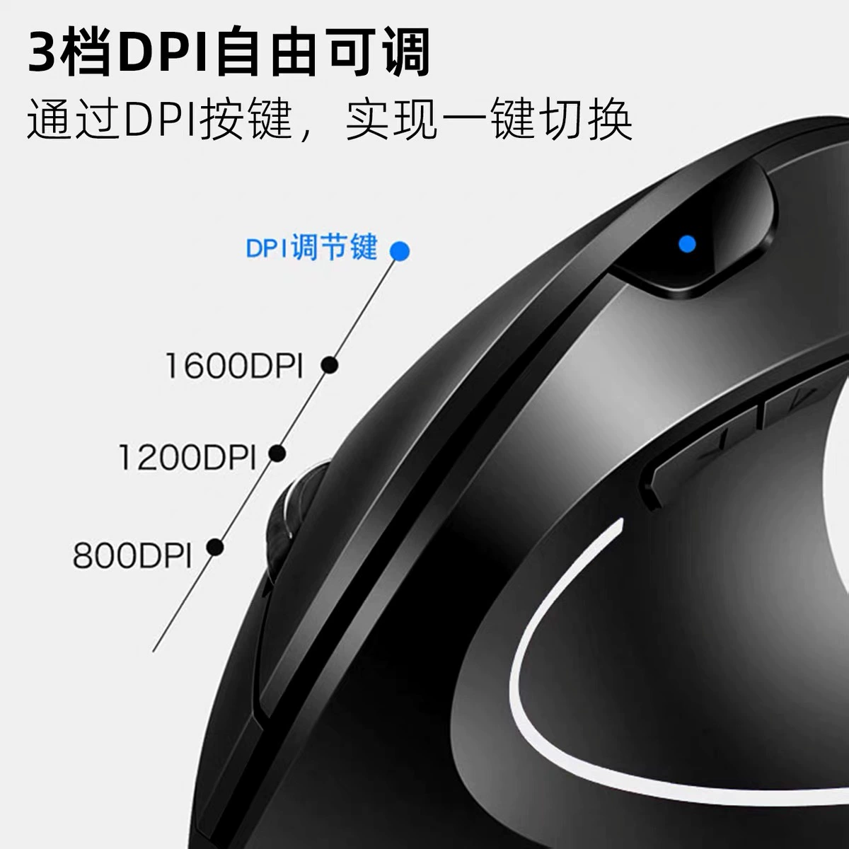 Five-generation silent wireless vertical mouse 2.4G + Bluetooth ergonomics suitable for large-hand vertical right-hand mouse