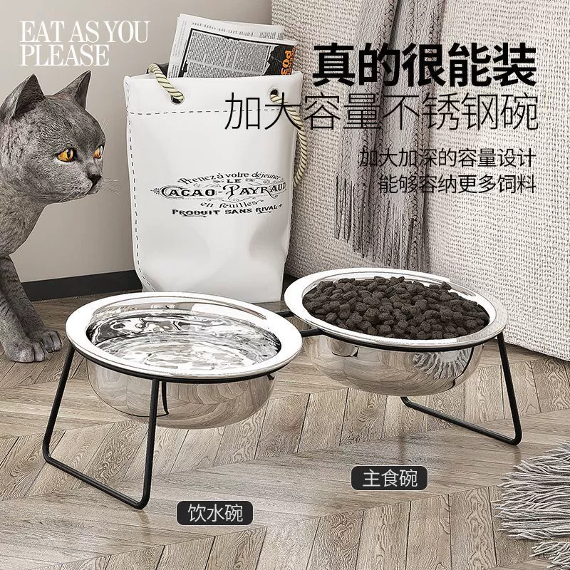 Миска для корма для домашних животных из нержавеющей стали, нескользящая, противогрызущая миска для собак, отдельная миска для еды и воды, бесплатная доставка, прямые продажи с фабрики, бесплатная доставка