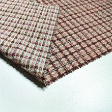 粉嫩年轻时尚小香风粗花呢网红风粗纺梭织格子花式纱面料