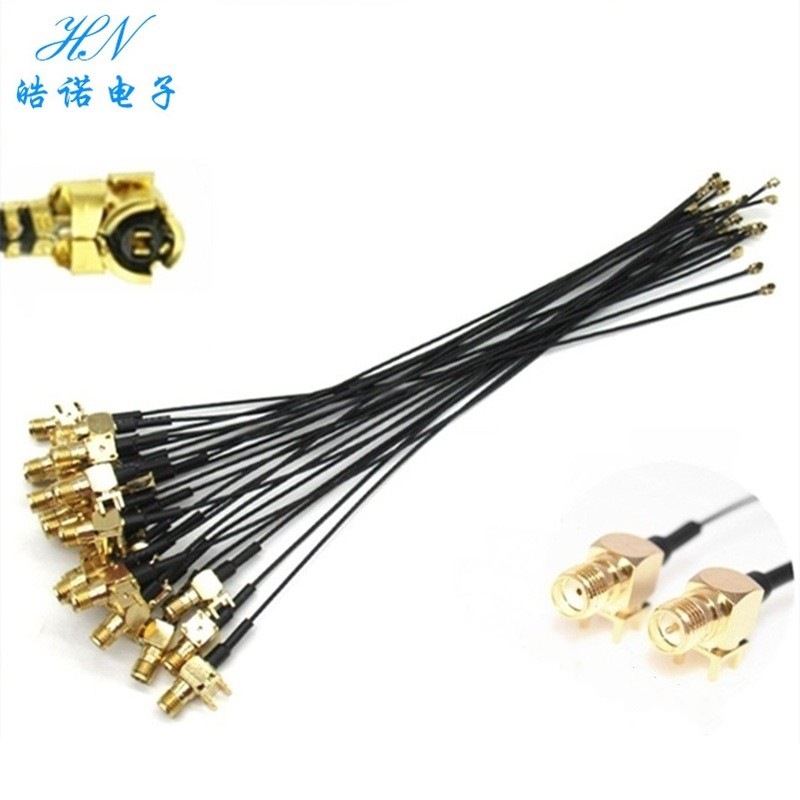 SMA天线转接线 插板弯头90度SMA母头 ipex 剥镀信号线 1.13同轴线