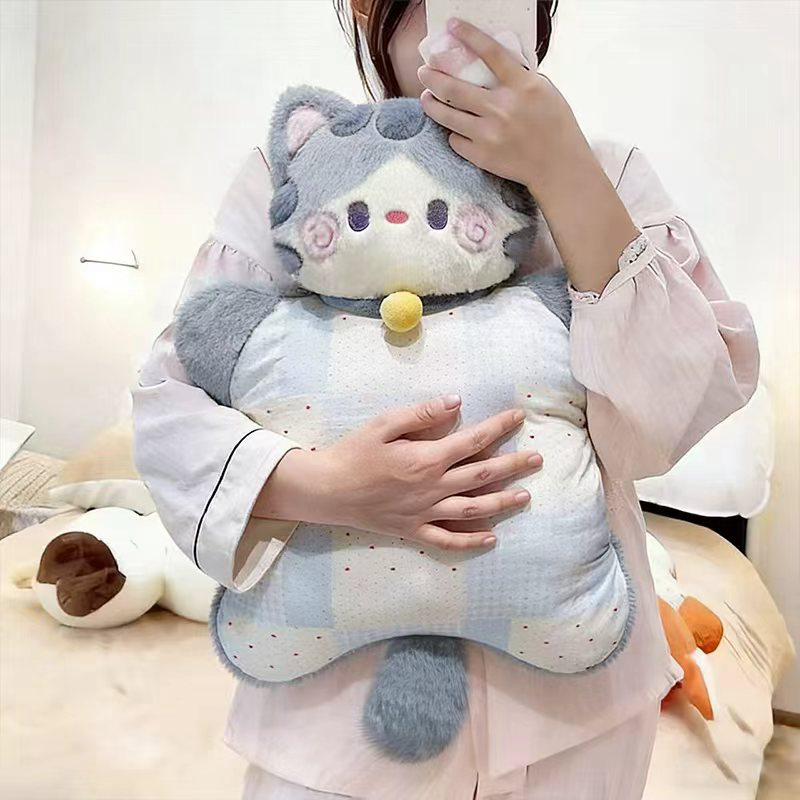 Cojín Almohada Calientamanos de Gato de Poliéster para Sofá y Dormitorio