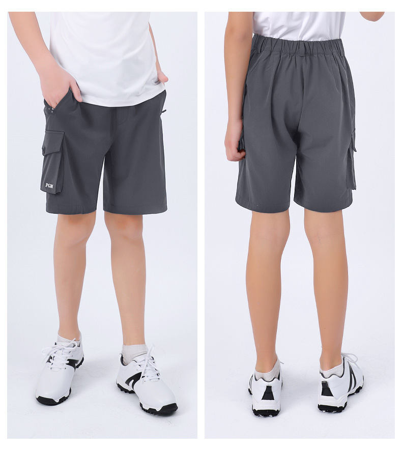 Quần short golf bé trai PGM co giãn thắt lưng thoáng khí nhanh khô — KUZ104 màu xám, KUZ104 màu xanh hải quân, KUZ104 màu trắng chi tiết 11