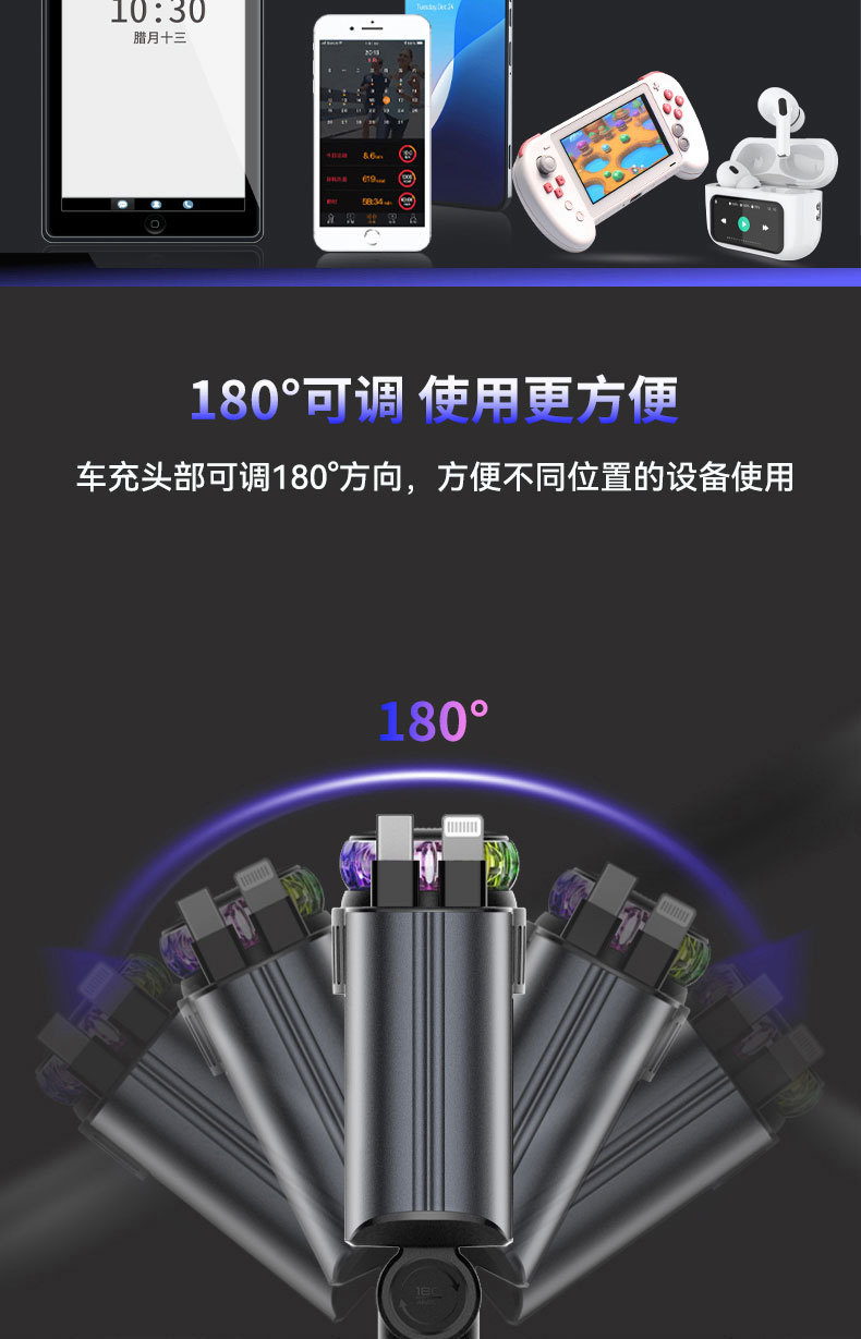 Car Charger Pd Flash Charging Retractable Cable Fast Charging Cigarette Lighter Cross-Border Aromatherapy Spray Atmosphere Light D1 Cross-Border