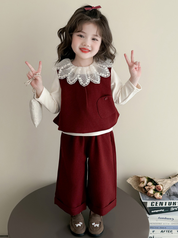 2025新款女童春秋套装洋气小香风上衣阔腿裤两件套儿童时髦潮装|undefined