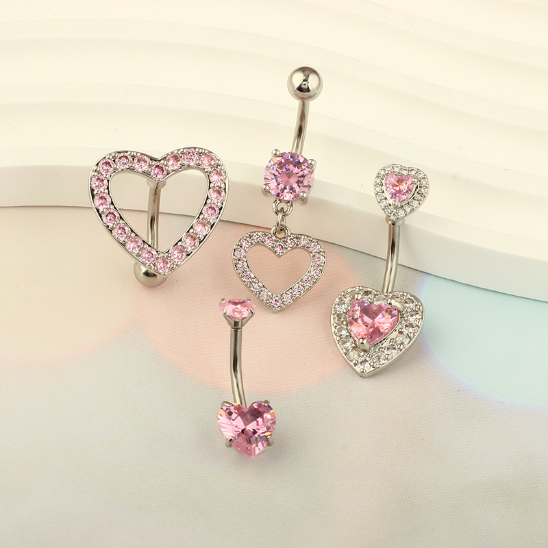 Holiday, Daily Occasion Metal Material 1 Piece Belly Rings Simple Style Heart Shape Metal Inlay Zircon