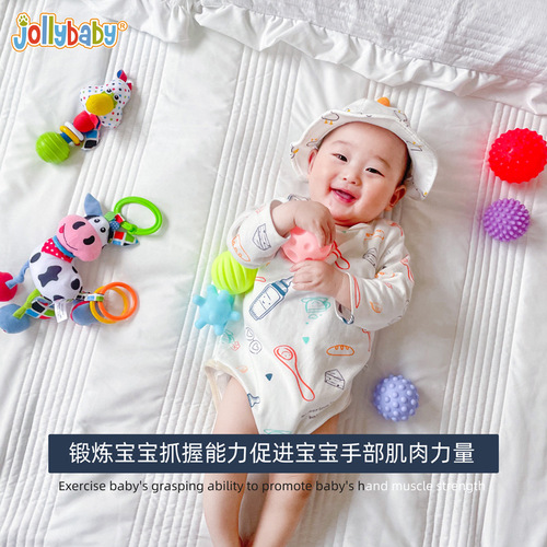 jollybaby foreign trade 0-1 year old stroller toy pendant newborn baby soothing hand rattle bed bell wholesale