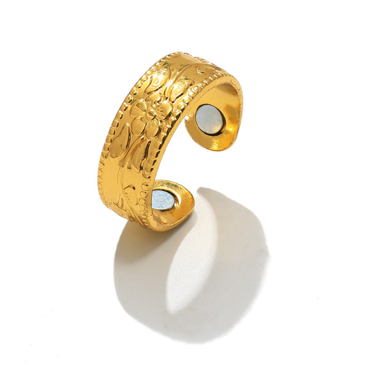 Pulseras de pareja populares europeas y americanas, joyería de metal con superficie lisa, magnética, ajustable y de extremo abierto para hombres y mujeres.