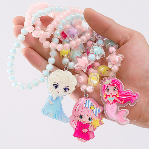 Children's Glowing Necklace Set Cartoon Little Princess Jewelry Bracelet Baby Accessories Kindergarten Creative Small Gift