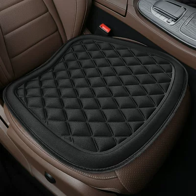 Car seat cushion front and rear row four seasons universal cool feeling non-slip breathable car seat interior car seat cushion three-piece set (Seat cushion, seat cover) - diamond-sponge-cushion-black-leaflet-standard