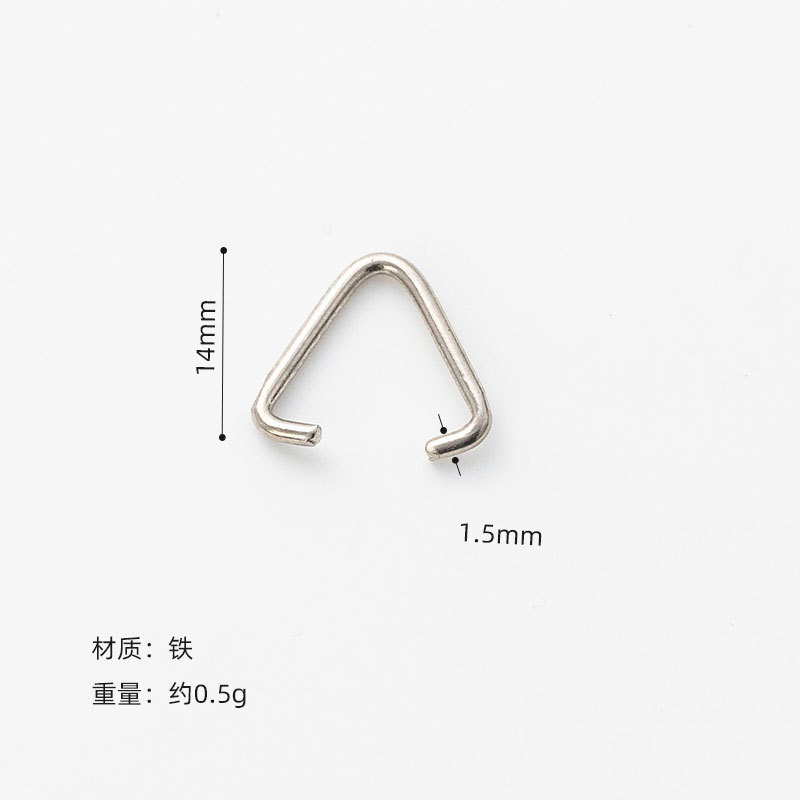 100個のdiyアクセサリー金属三角オープンリングバッグ革具金物部品接続バックル鉄製ワイヤーバックル卸売り