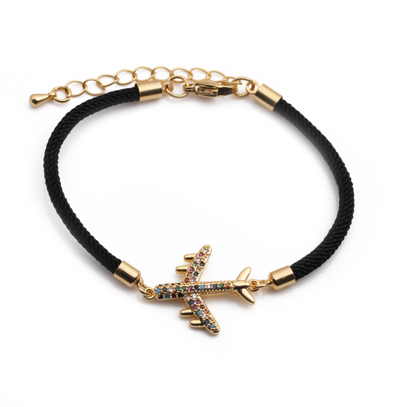 Copper Zircon Geometry Bracelet Fashion Tree of Life Star Aircraft Bracelet Wholesale