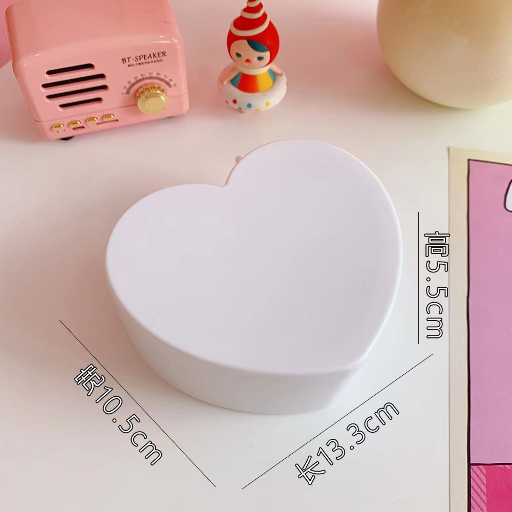 Rosa chica corazón caja de almacenamiento joyería de escritorio caja de joyería estudiante dormitorio amor caja de almacenamiento de doble capa caja de almacenamiento image 8