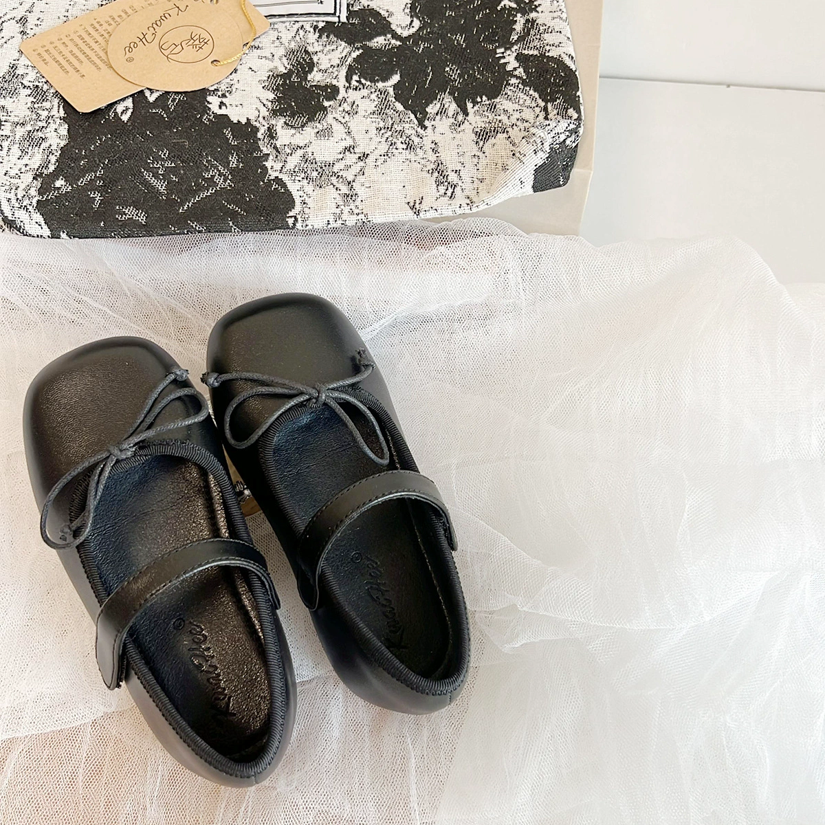 Детская обувь Princess Mary Jane Leather Shoes, мягкая подошва с бантиком, западный стиль