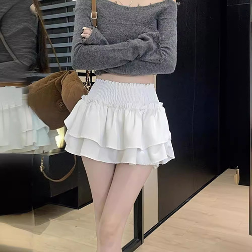 French Pleated Midi Skirt for Women - Summer Ballet Style Cake Skirt, High-Waisted Slimming A-Line Skirt, Modest Short Shorts Skirt